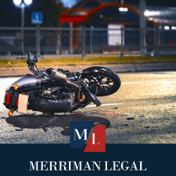 Damaged motorcycle lying on street after a Cleveland motorcycle accident